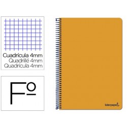 Cuaderno espiral Liderpapel folio Smart tapa blanda 80 hojas 60 gr cuadro 4 mm con margen color naranja