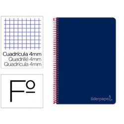 Cuaderno espiral Liderpapel serie Witty folio tapa dura 80 hojas 75 gramos cuadro 4 mm color azul marino