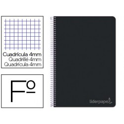 Cuaderno espiral Liderpapel serie Witty folio tapa dura 80 hojas 75 gramos cuadro 4 mm color negro