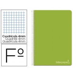 Cuaderno espiral Liderpapel serie Witty folio tapa dura 80 hojas 75 gramos cuadro 4 mm color verde