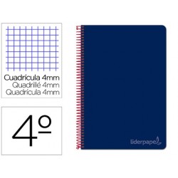 Cuaderno espiral Liderpapel serie Witty cuarto tapa dura 80 hojas 75 gramos cuadro 4 mm color azul-marino