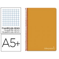 Cuaderno espiral Liderpapel serie Witty cuarto tapa dura 80 hojas 75 gramos cuadro 4 mm color naranja