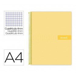 Cuaderno espiral Liderpapel Crafty A4 tapa forrada 80 hojas 90 gramos cuadrícula 4 mm color amarillo