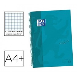 Cuaderno espiral Oxford Touch European Book 1 tapa extradura Din A4 80 hojas cuadrícula 5 mm, color aqua intenso
