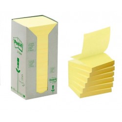 Notas adhesivas Post-it 76x76 mm reciclado color amarillo torre de 16 blocs