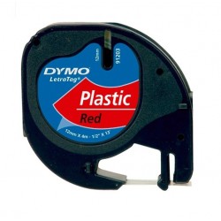 Cinta Dymo Letratag rojo/negro 12 mm x 4 m plástico