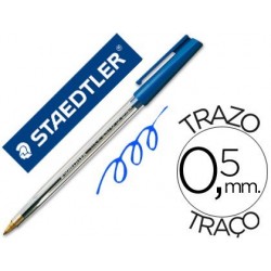 Bolígrafo Staedtler Stick azul trazo 0,5 mm