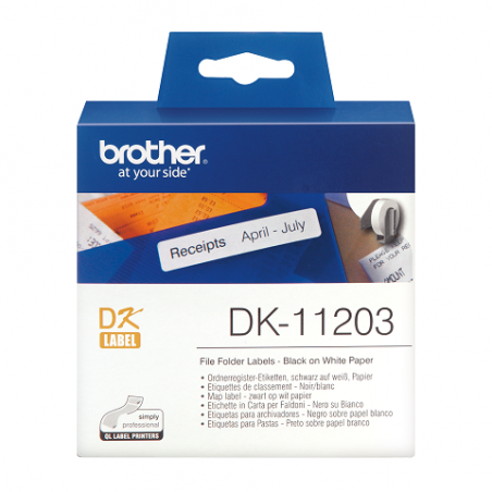 Etiquetas Brother DK11203 papel térmico 300 etiquetas blancas de 17 x 87 mm para impresoras QL