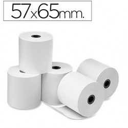 Rollo de papel electra – offset, medida 57 x 65 mm. Envase de 10 rollos