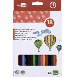 Lápices de colores Liderpapel caja de 18 colores.