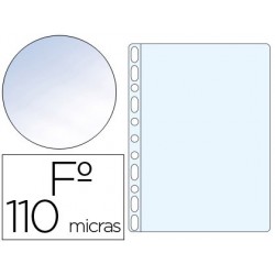 Funda multitaladro Q-connect folio 110 micras cristal. Envase de 100 uds.