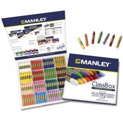 Ceras blandas de colores Manley. Caja de 192 unidades y 16 colores surtidos.